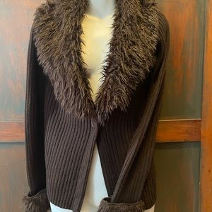 Beautiful fur collar sweater to wear for dress or with jeans